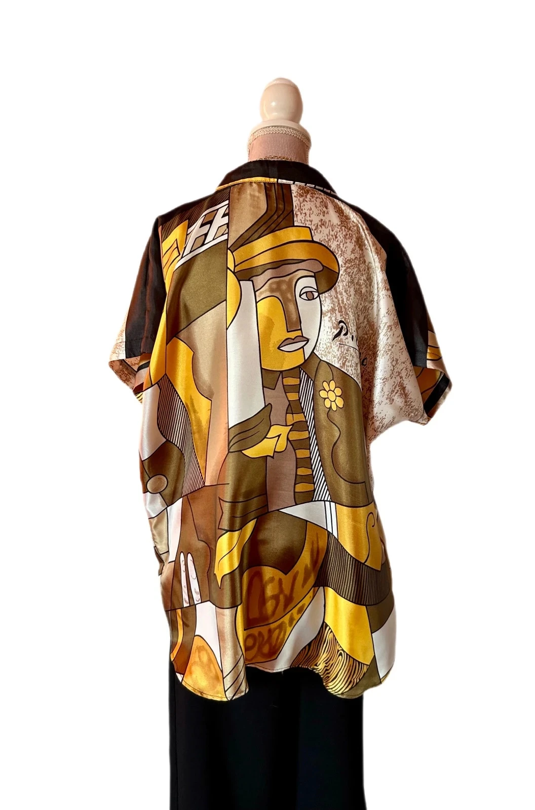 🌿🎨Picasso Inspired Vintage 90s Boho Statement Artwear Shirt Artistic Cubism 38/40🌿🎨 – photo 11